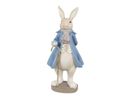 Dekorativní figurka králíka s hůlkou Clayre & Eef 6PR4017 12x9x26 cm