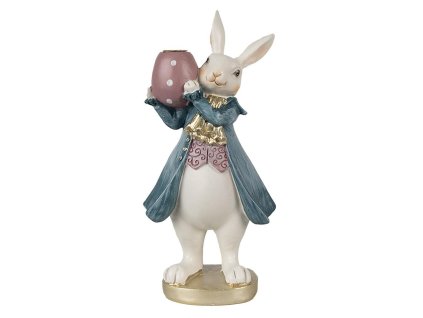 Dekorativní figurka králíka s vajíčkem Clayre & Eef 6PR4057 10x8x20 cm