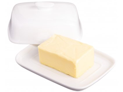 Keramická dóza na 250 g máslo bílá