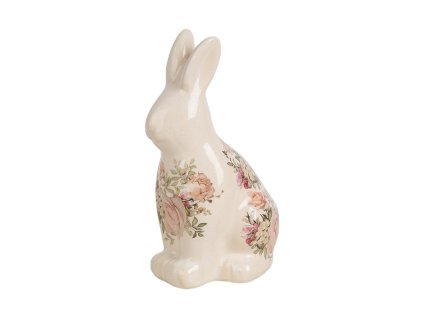 Dekorativní keramický králík PASSIONATE FLOWERS Clayre & Eef 6CE1956M 13x10x22 cm