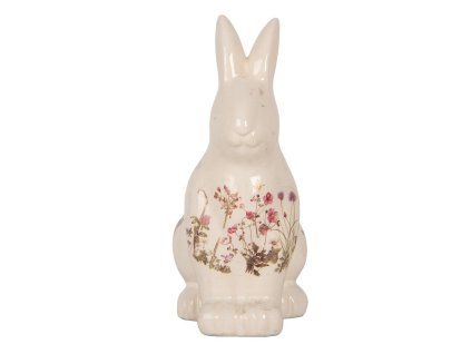 Dekorativní keramický králík BLOOMING SPRING Clayre & Eef 6CE1959M 13x10x21 cm