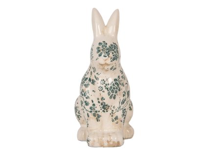 Dekorativní keramický králík OLD-FASHIONED CHIC Clayre & Eef 6CE1955M 13x10x21 cm