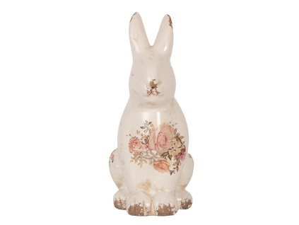 Dekorativní keramický králík PASSIONATE FLOWERS Clayre & Eef 6CE1957M 13x10x21 cm