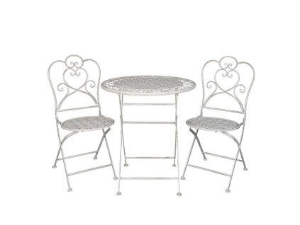 Zahradní bistro set stůl a dvě židle Clayre & Eef 5Y0222 Ø 70*75 / (2) 42*39*93 cm