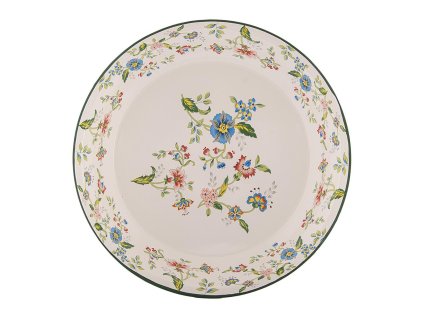 Smaltovaný talíř FLOWERS Clayre & Eef 6EM0005 Ø 30x3 cm