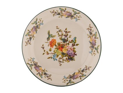 Smaltovaný talíř FLOWERS Clayre & Eef 6EM0006 Ø 30x3 cm
