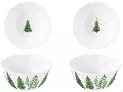 Easy Life - Dvě porcelánové misky Festive Trees - 14 cm