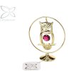 Sovička v kruhu 8,2 cm - gold červený kříšťál