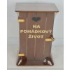 Pokladna kadibudka dřevěná tmavá s nápisem - Na pohádkový život