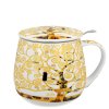 DG - Porcelánový hrnek barylka se sítkem a víčkem Gustav Klimt Strom života white - 430 ml