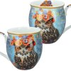 Hrnek buclák 450 ml - sova s květy