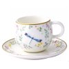 Easy Life - Porcelánové šálky s podšálkem Fancy Garden ptáček a vážka 2 ks - 120 ml