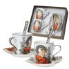 Šálek s podšálkem na espresso 80 ml s porcelánovou lžičkou Alfons Mucha - Topaz (světlá verze) - sada 2 ks