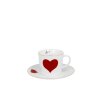 DG - Porcelánový šálek s podšálkem Červené srdce na bílém podkladu - 250 ml
