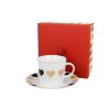 DG - Porcelánový šálek s podšálkem Čtyři srdce na bílém podkladu - 250 ml