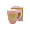 DP - Porcelánový hrnek Zlaté plné srdíčko na růžovém podkladu - 380 ml