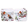 LP - Vánoční korkové prostírání pod skleničky Christmas Robins 4 ks - 10,5x 10,5 cm