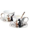 Šálek s podšálkem 250 ml s porcelánovou lžičkou "Cats in Paris" - sada 2 ks
