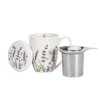 DP - Porcelánový hrnek se sítkem a porcelánovým víčkem CLASSIC LAVENDER Levandule v dárkové krabičce - 360 ml