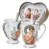 Hrnek 300 ml se lžičkou Alfons Mucha Topaz (bílý podklad) - sada 2 ks v srdci
