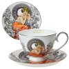 Šálek s podšálkem 300 ml Alfons Mucha - Topaz (bílý pdoklad) - sada 2 ks
