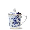 Hrnek se sítkem a víčkem 350 ml z kostního porcelánu - cobalt flowers
