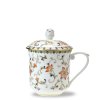 Hrnek se sítkem a víčkem 350 ml z kostního porcelánu - orient flowers