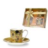 Šálek s podšálkem 80 ml na espresso Gustav Klimt - Polibek gold - sada 2 ks