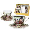 Šálek s podšálkem 270 ml na čaj - čínský motiv - sada 2 ks