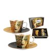 Šálek s podšálkem 125 ml espresso ve stylu Gustava Klimta - Zlaté slzy - sada 2 ks