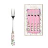 Dezertní vidlička nerezová s porcelánovou úchytkou - Kvetoucí láska - sada 4 ks