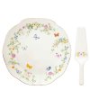 Talíř na dort 32 cm s porcelánovou lopatkou - Easy Life - Tančící motýlci
