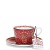 Šálek s podšálkem 240 ml z kostního porcelánu - Emerald Red Floral