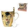 Hrnek 325 ml s porcelánovou lžičkou Gustav Klimt - Polibek gold