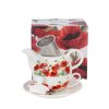 DP - Porcelánový šálek s konvičkou a podšálkem s kovovým sítkem CLASSIC POPPIES Vlčí máky - 350 ml, 300 ml