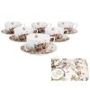 VINTAGE FLOWERS-WHITE - Sada 6ks šálek s podšálkem 280ml porcelán v boxu