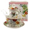 Porcelánový hrnek s konvičkou v dekoru s ptáčkem v dárkové krabičce - 200 ml