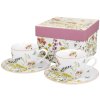 Porcelánové šálky s podšálkem na espresso ROZKVETLÁ LOUKA - 2*110 ml
