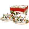 Porcelánové šálky s podšálkem na espresso v dekoru s ptáčkem - 2*110 ml