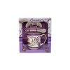 Porcelánový hrnek s podšálkem a lžičkou,Lavender Dům v dárkové krabičce - 240 ml