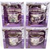 Porcelánový hrnek s podšálkem a lžičkou,Lavender Dům v dárkové krabičce - 240 ml