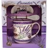 Porcelánový hrnek s podšálkem a lžičkou,Lavender Dům v dárkové krabičce - 240 ml