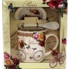 Porcelánový hrnek s podšálkem a lžičkou, Paris Kolo z boku v dárkové krabičce - 240 ml