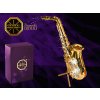 Swarovski - designová figurka  "SAXOFON" s bílými krystaly Swarovski Elements v dárkové krabičce - 11,5*7,5 cm