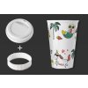 Porcelánový pohárek Coffee to Go s víčkem a páskou "Tropical" - 440 ml