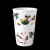 Porcelánový pohárek Coffee to Go s víčkem a páskou "Tropical" - 440 ml