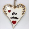Dřevěné srdíčko protáhlé/vyřezané 19cm s nápisem - Pro babičku