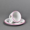 Porcelánový šálek s podšálkem na espresso růžičky s růžovou linkou - 90 ml