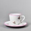Porcelánový šálek s podšálkem na espresso růžičky s růžovou linkou - 90 ml