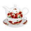 Porcelánový šálek s konvičkou a podšálkem v dárkové krabičce, dekor Vlčí mák classic 350 ml, 310 ml..